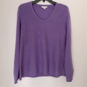 Cashmere Garnet Hill lavender Vneck sweater ruched wrist